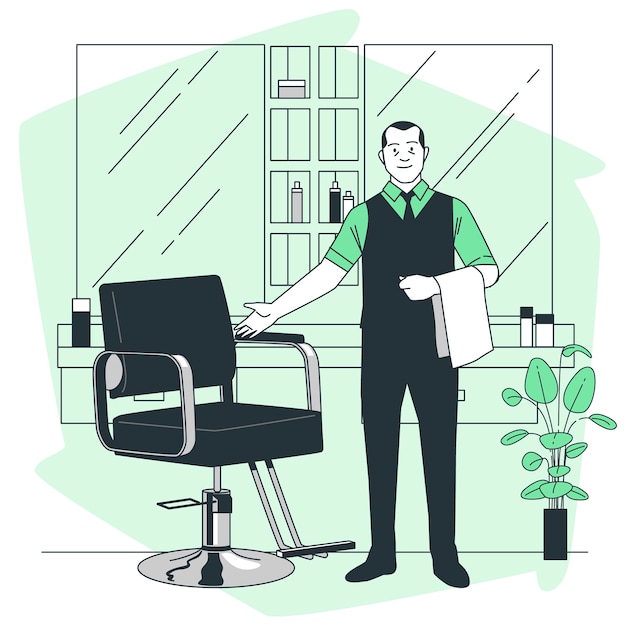 Бесплатное векторное изображение Иллюстрация концепции ожидания клиентов парикмахерской