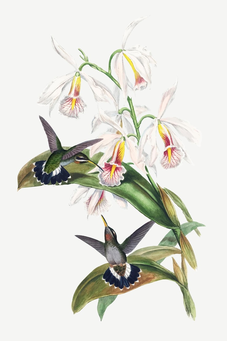 Free Vector barbthroat bird vector animal art print, remixed from artworks by john gould and henry constantine richter