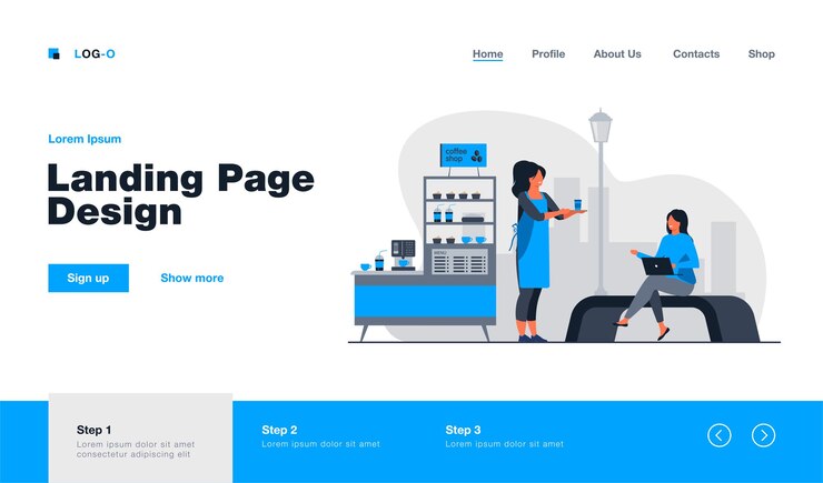 Free Vector barista carrying takeaway coffee to customer outdoors. coffee shop stand, stall, kiosk flat  illustration. street food, summer concept website design or landing web page