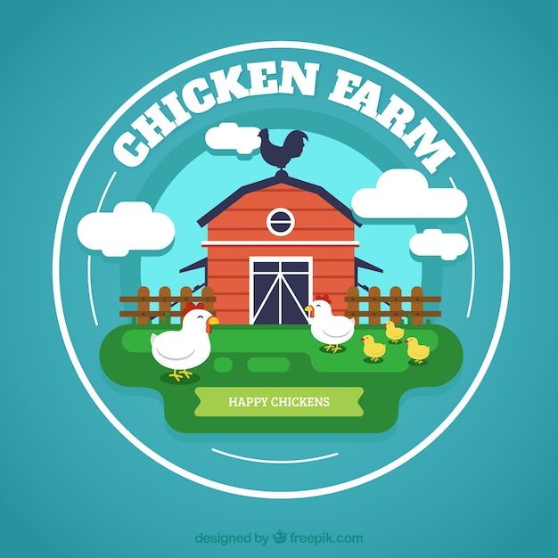 Free vector barn background with chickens