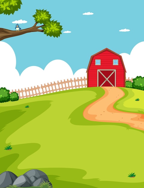 野原の納屋と農場