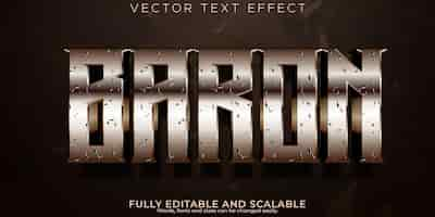 Free vector baron text effect editable metallic and shiny text style