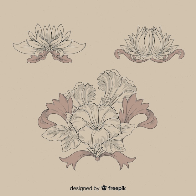 Baroque vintage flower collection