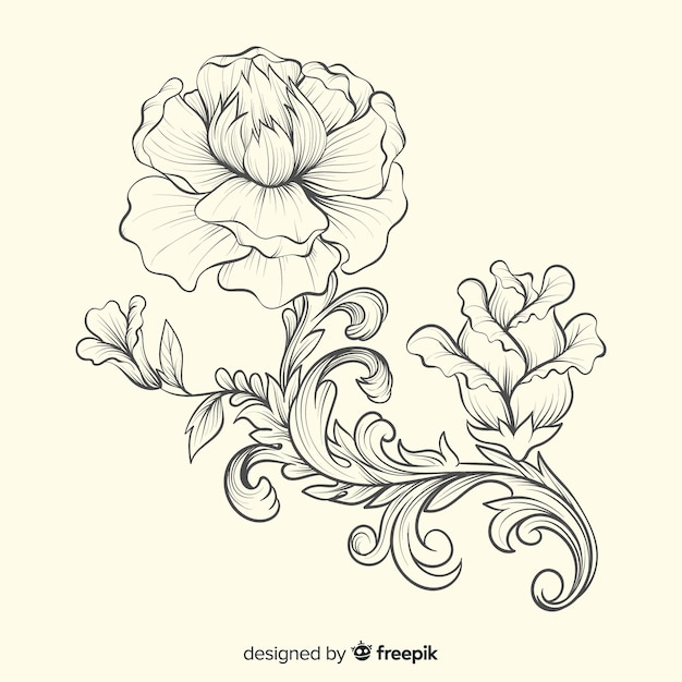 Бесплатное векторное изображение Барочный винтажный цветок