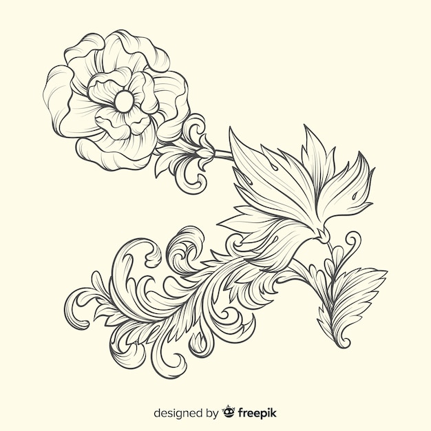 Free vector baroque vintage flower