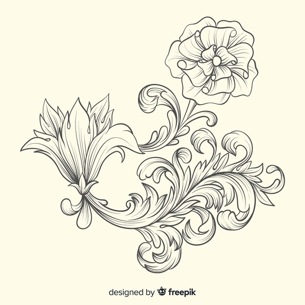 Free vector baroque vintage flower