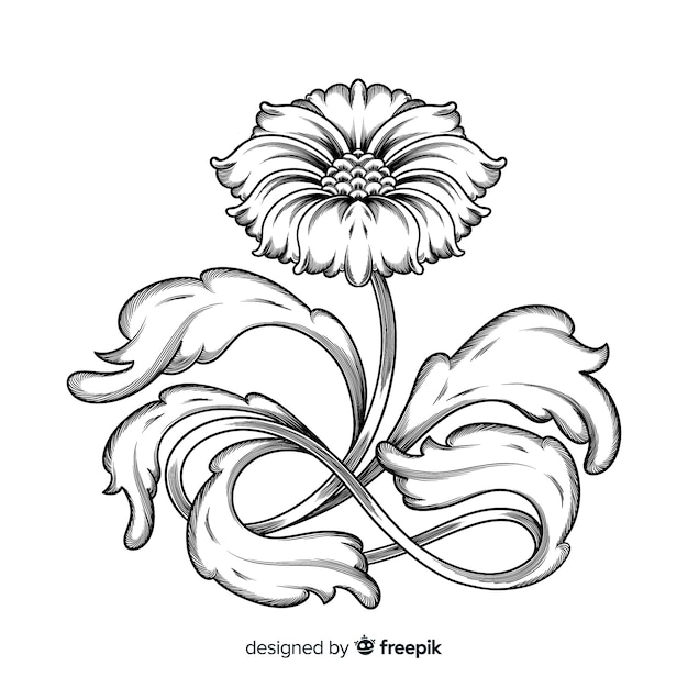 Free vector baroque vintage flower