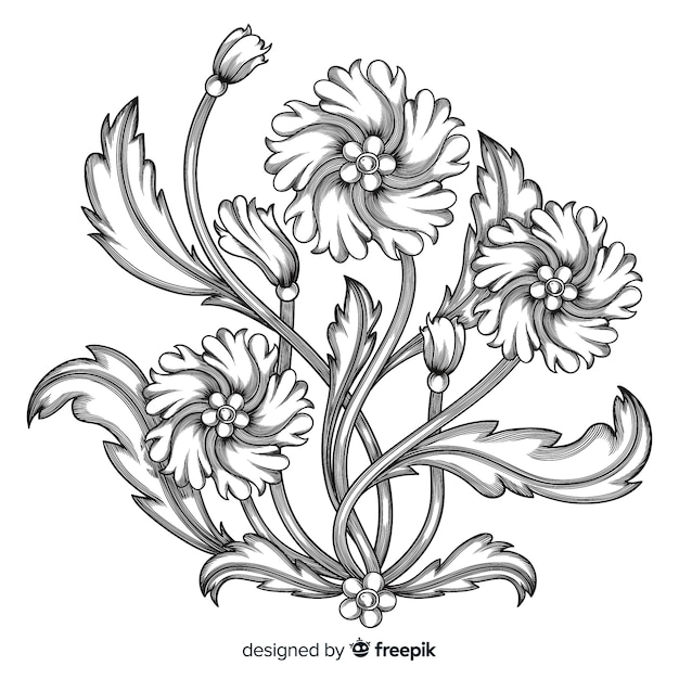 Free vector baroque vintage flower