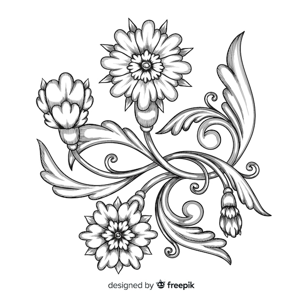 Free vector baroque vintage flower