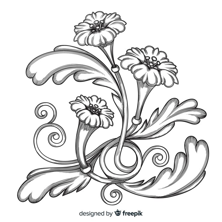 Free Vector baroque vintage flower