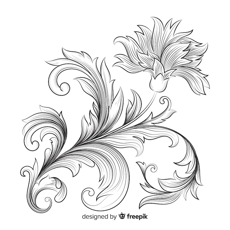 Free Vector baroque vintage flowers