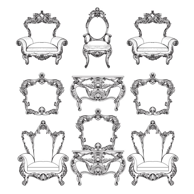 मुफ़्त वेक्टर barroque furniture collection