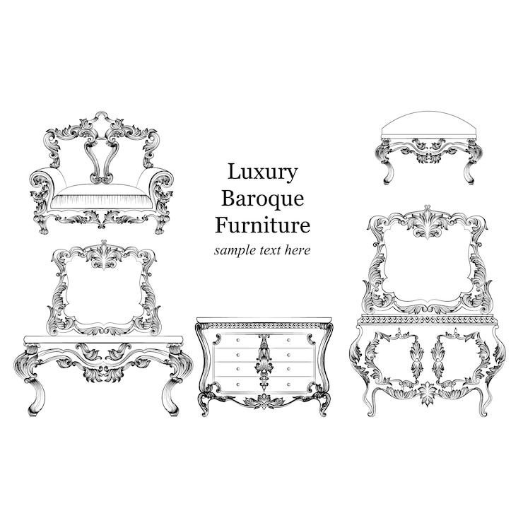 मुफ़्त वेक्टर barroque furniture design