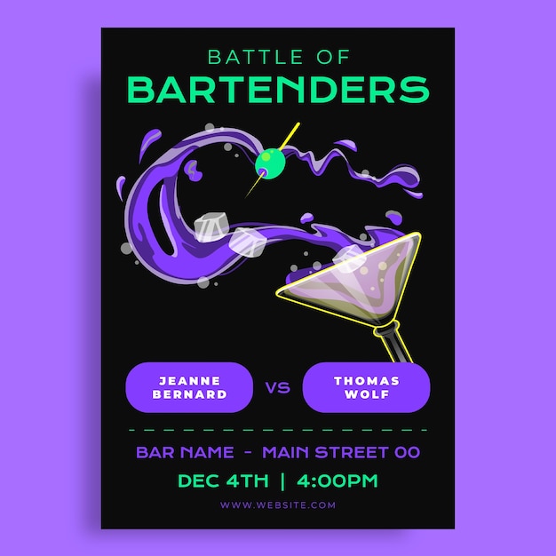 Free vector bartenders  flyer template design