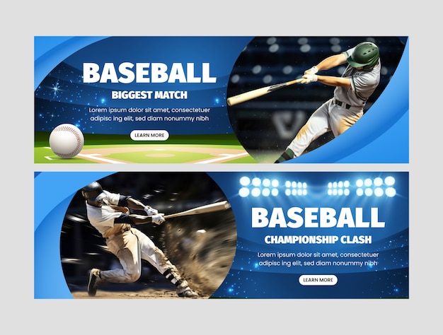 Бесплатное векторное изображение Дизайн шаблона бейсбольного баннера