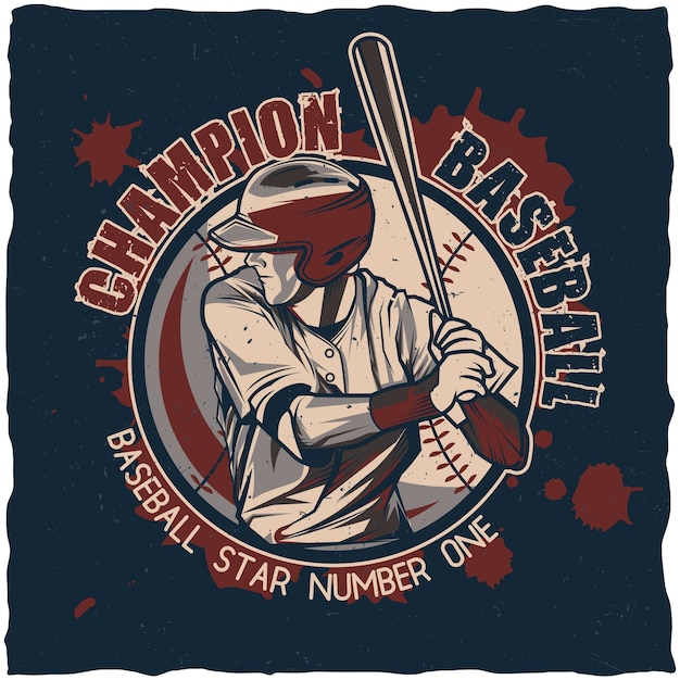 Бесплатное векторное изображение Плакат чемпионата по бейсболу