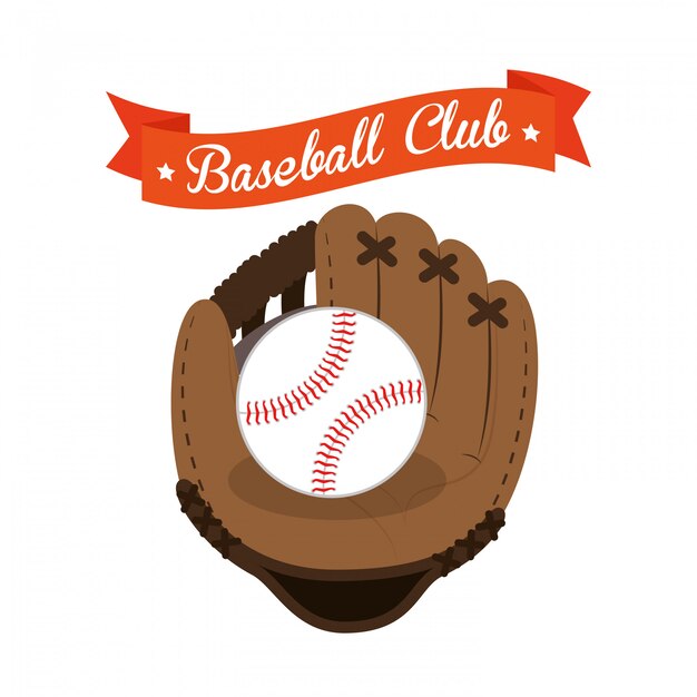 baseball club glove and ball illustration
