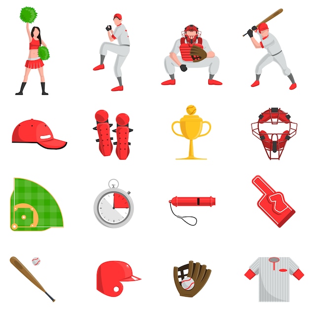 Free vector baseball flat set