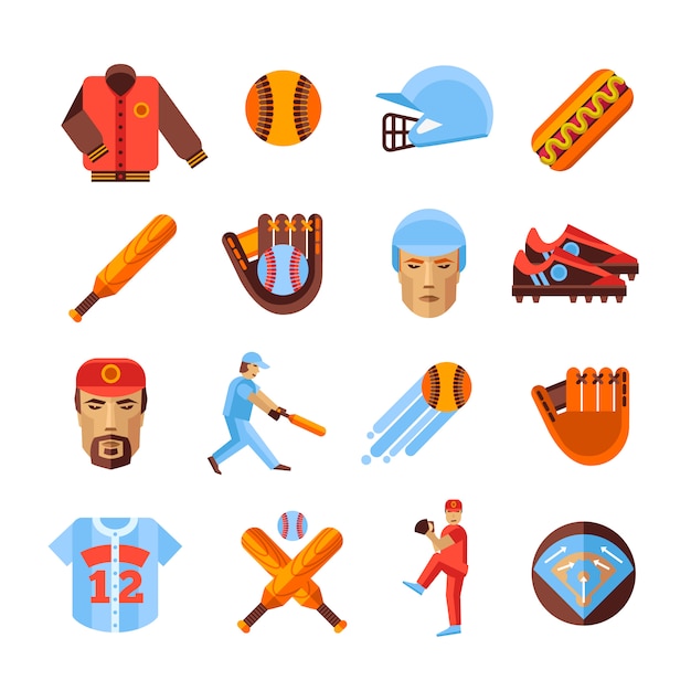 Free vector baseball icons set