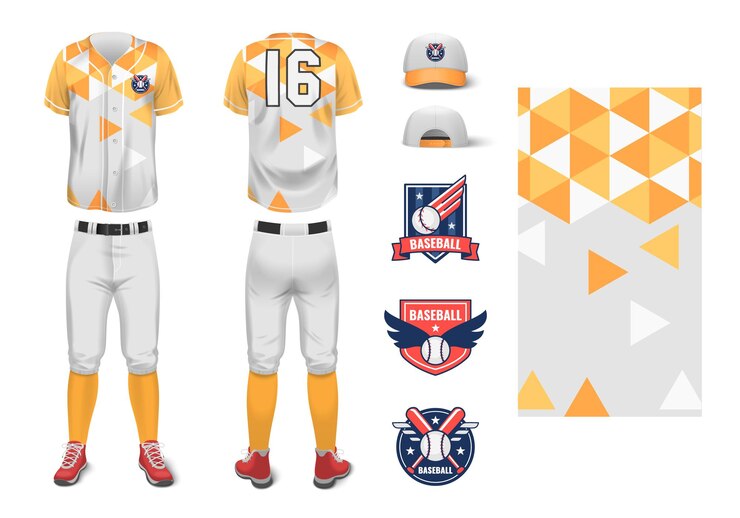Free Vector baseball jersey uniform realistic mockup for sport club with logo sketches isolated vector illustration