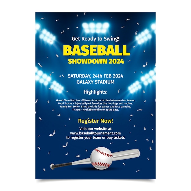 Free vector baseball poster template design