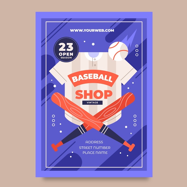 Vettore gratuito disegno modello di poster di baseball