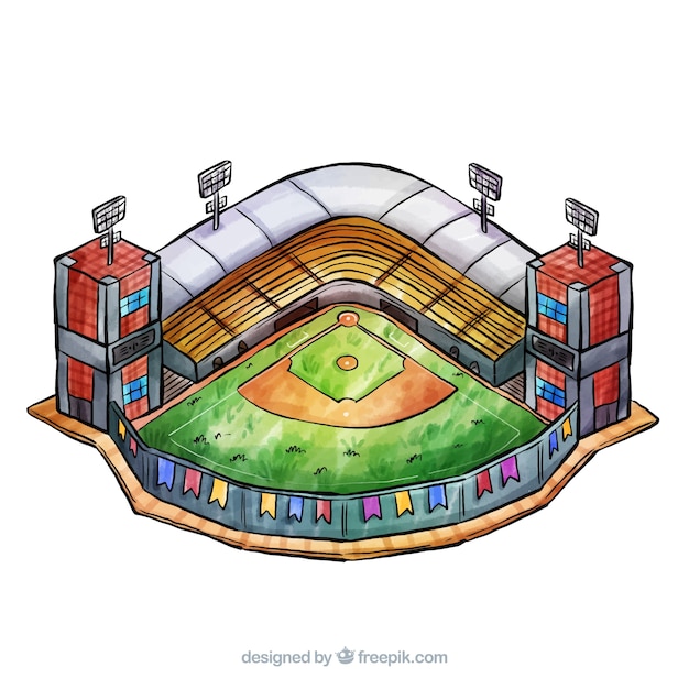 Baseball stadium in isometric style