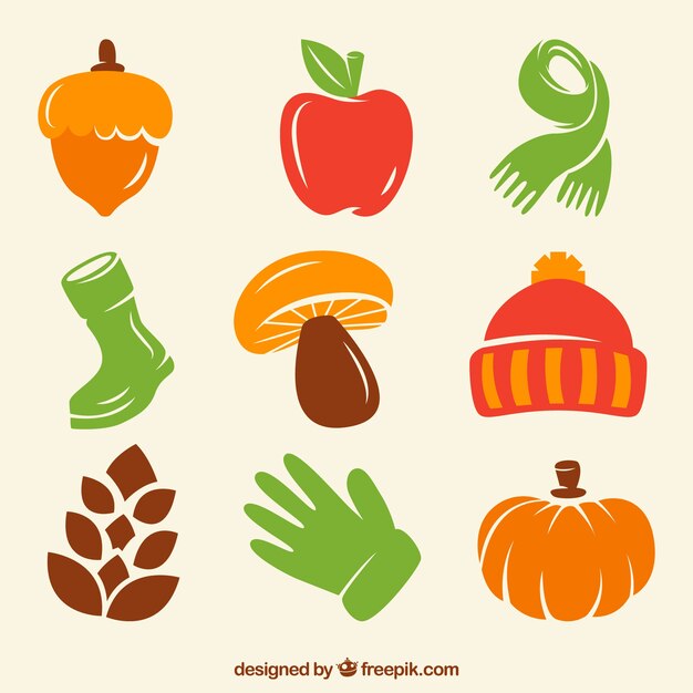 Basic autumn attributes in vivid colours