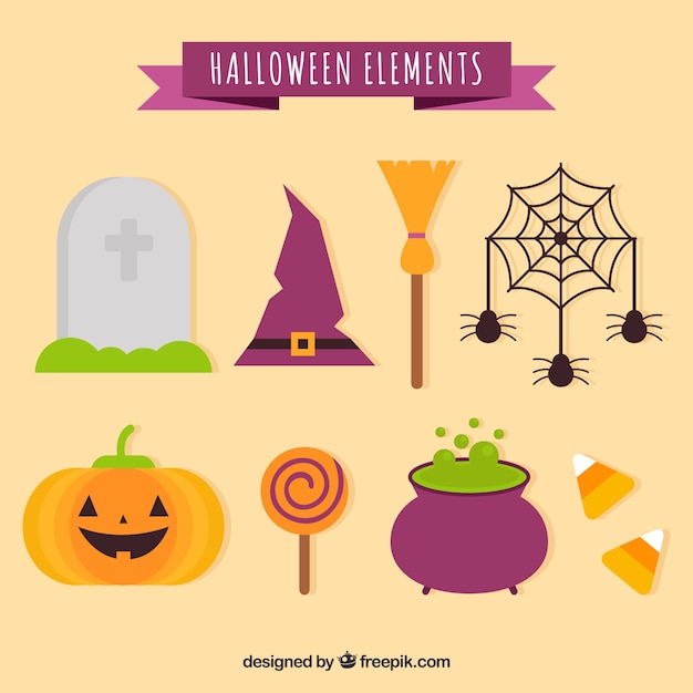 Free vector basic set of  halloween elements