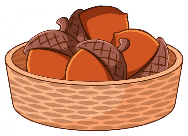 Free vector basket of nuts on white