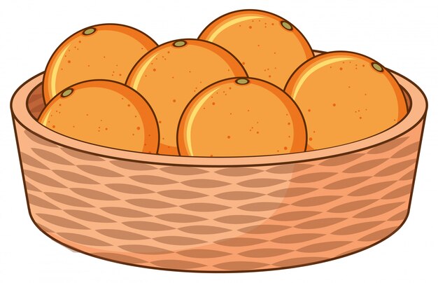 Basket of oranges on white 