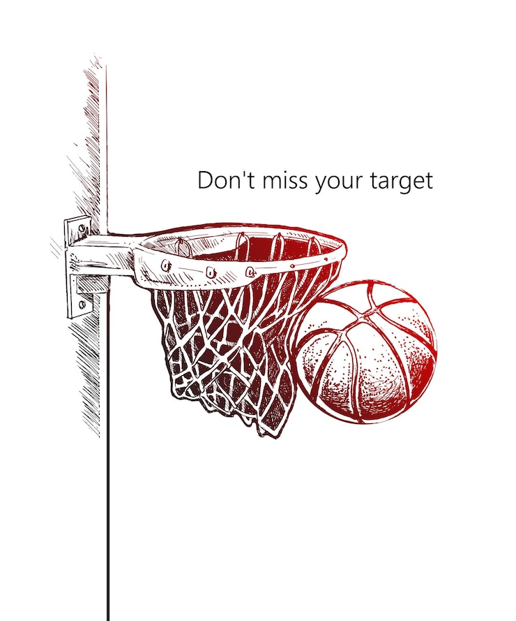 Free Vector basketball basket shot hoop game hand drawn sketch vector illustration