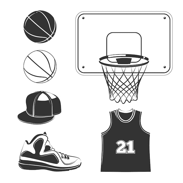 basketball club black elements set