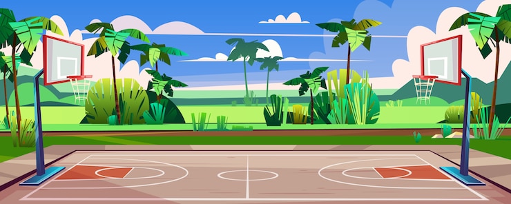 Free Vector basketball court on street
