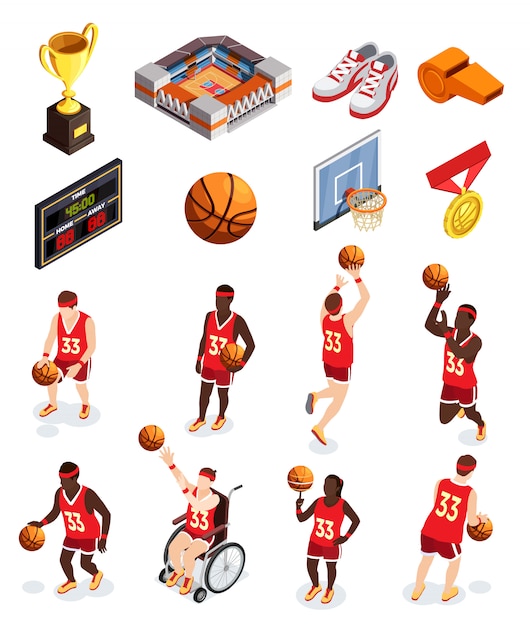 Free vector basketball elements icon set