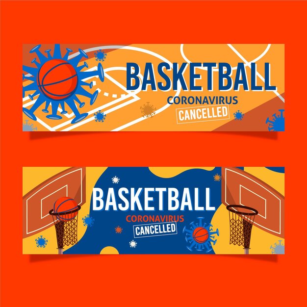 Free Vector basketball events cancelled banners