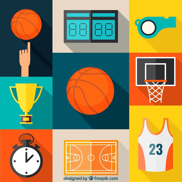 Free vector basketball icons collection