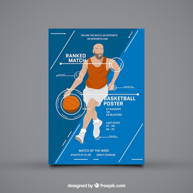 Brochure giocatore di basket in stile infografica