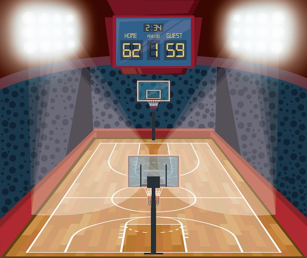 Free vector basketball sport game scenery cartoon