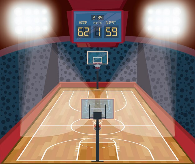 Basketball sport game scenery cartoon