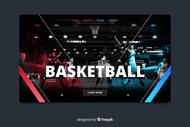 バスケットボールスポーツのランディングページ