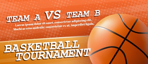 バスケットボールトーナメント広告バナーテンプレート現実的なベクトル