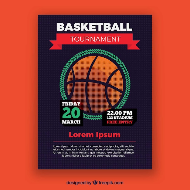 Vettore gratuito brochure torneo di basket