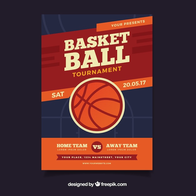 Free vector basketball tournament vintage brochure