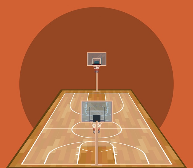 バスケットボールの木のコートスポーツゲーム