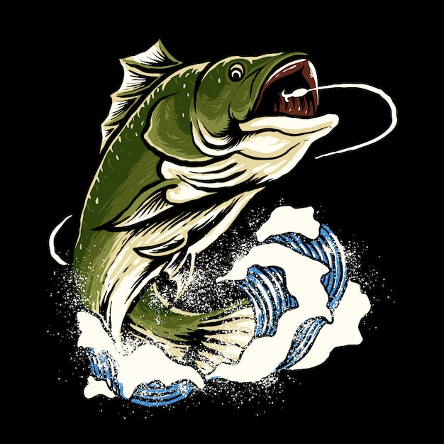 バス釣りイラスト プレミアムベクター