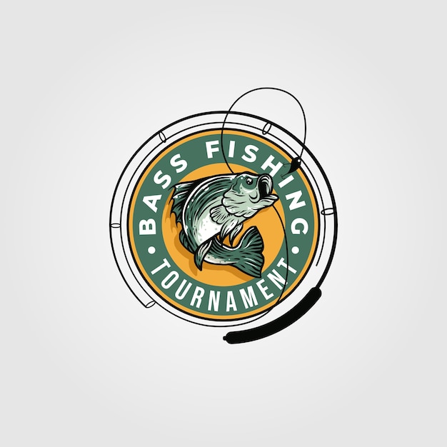 バス釣りトーナメントのロゴ プレミアムベクター