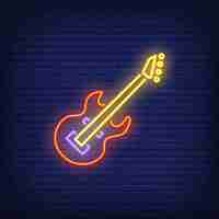 Free vector bass guitar neon sign