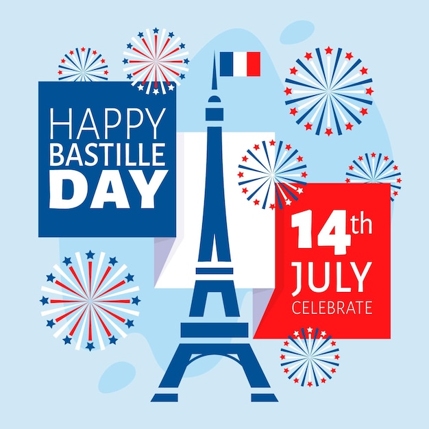 Free vector bastille day illustration cocnept