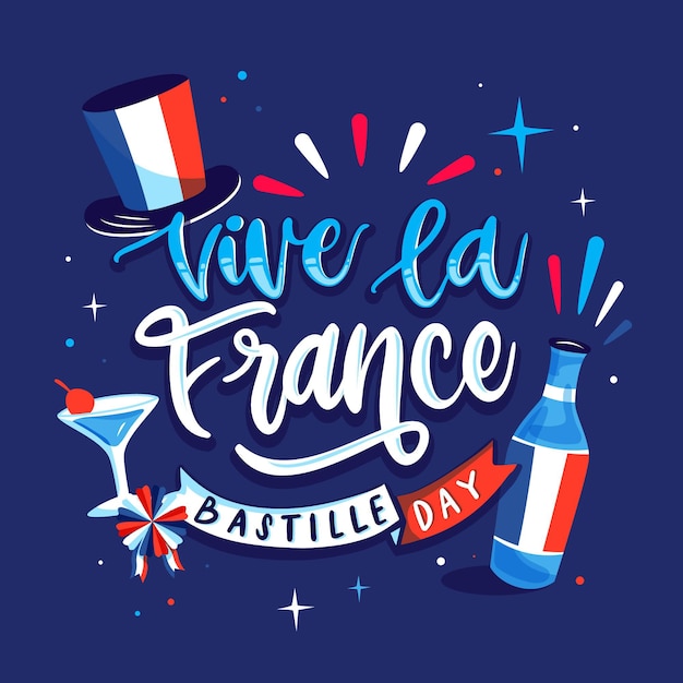 Free vector bastille day lettering concept